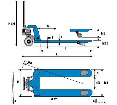 Тележка гидравлическая HELPER HR-25-115 г/п 2500кг, вилы 1150 (2рол.п/ур)